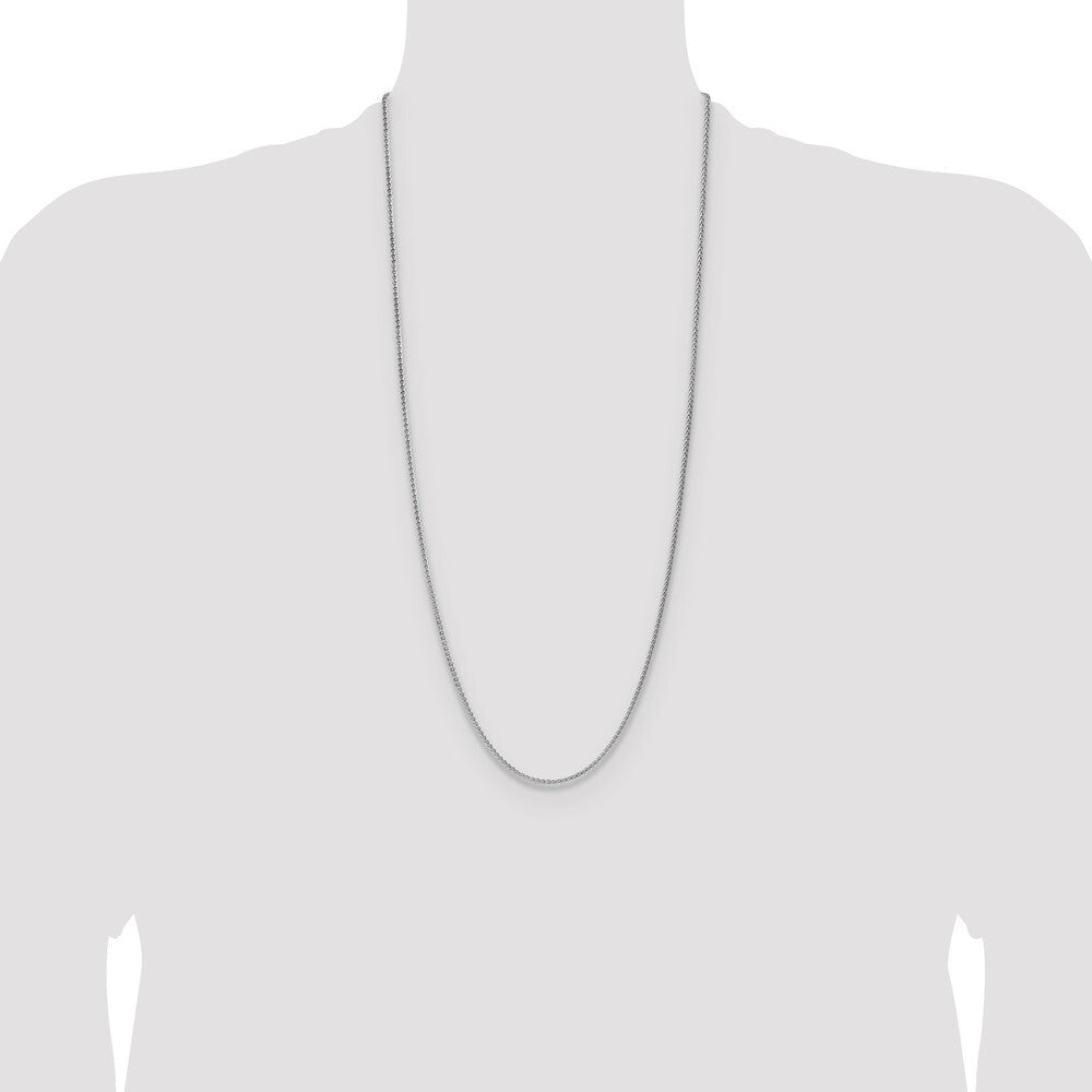Sterling Silver Rhodium-plated 2.1mm Diamond-cut Square Spiga Chain