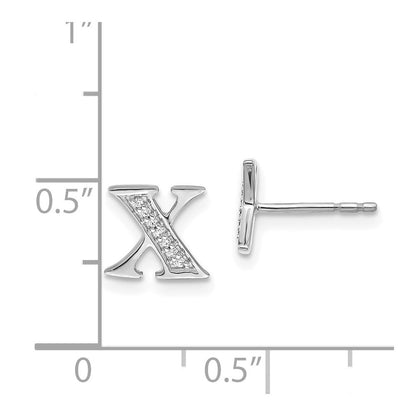 14k White Gold Diamond Initial X Stud Earrings Gift for Women