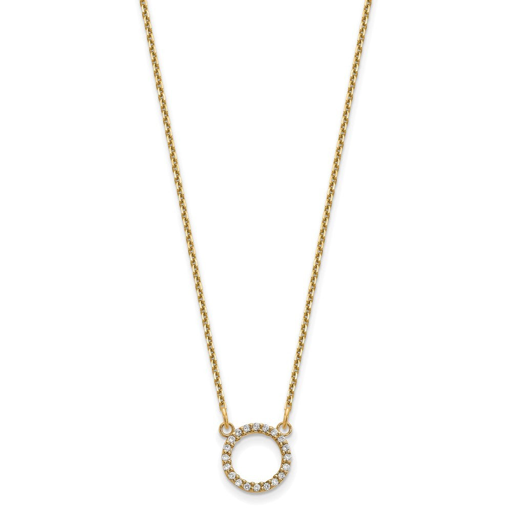 14k Yellow Gold Diamond Open Circle Necklace