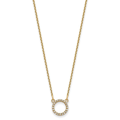 14k Yellow Gold Diamond Open Circle Necklace