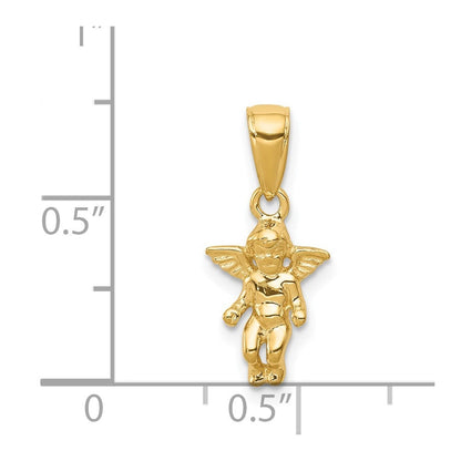 14k Yellow Gold  3D Small Guardian Angel Pendant