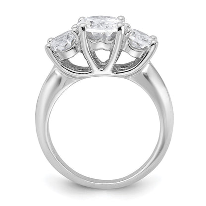 Sterling Silver Rhodium-plated 3 Stone Cubic Zirconia Ring Size 6