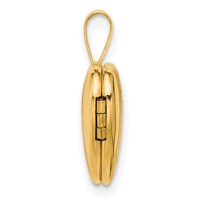 14k Yellow Gold Polished and Satin Butterflies 12mm Heart Locket