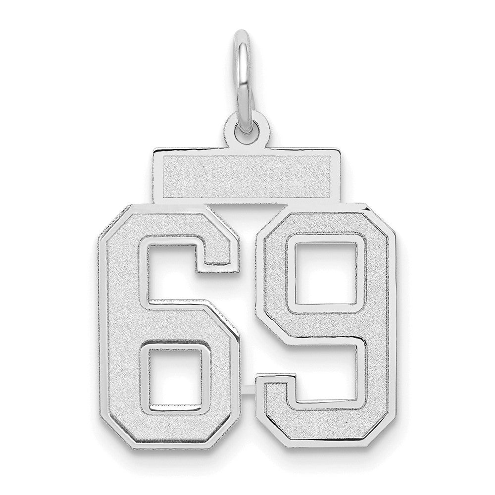 14k White Gold Small Satin Number 69 Charm Pendant