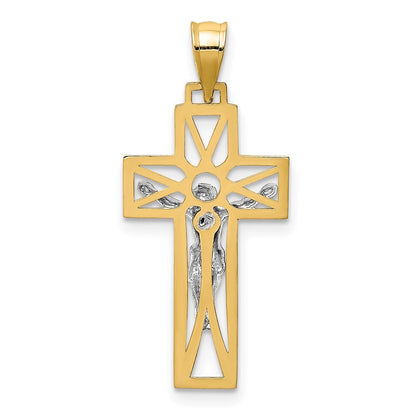 14k Two-tone Gold Crucifix Pendant for Women
