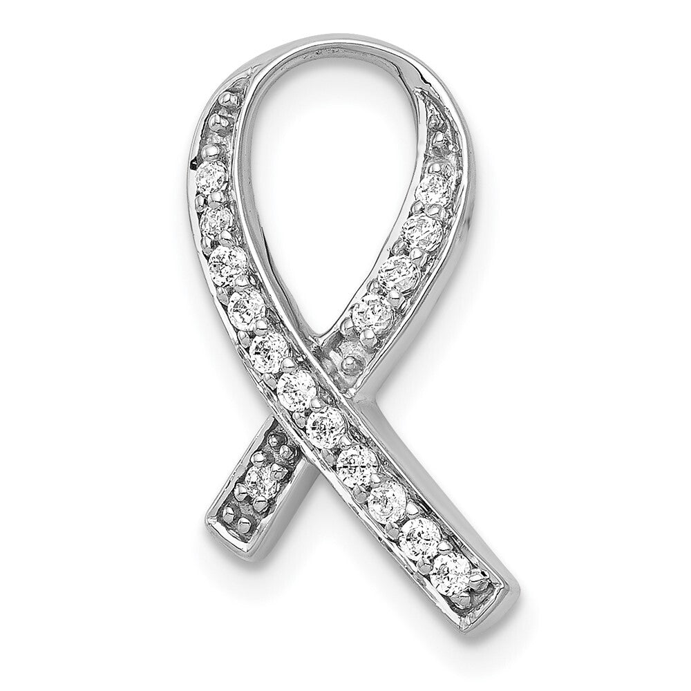 14k White Gold 1/8ct. Diamond Awareness Pendant for Women