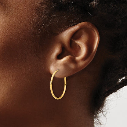 14k Yellow Gold Diamond-Cut 1.50mm Endless Hoop Earrings Gift for Women