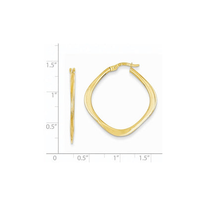 14k Yellow Gold Tapered Square Hoop Earrings
