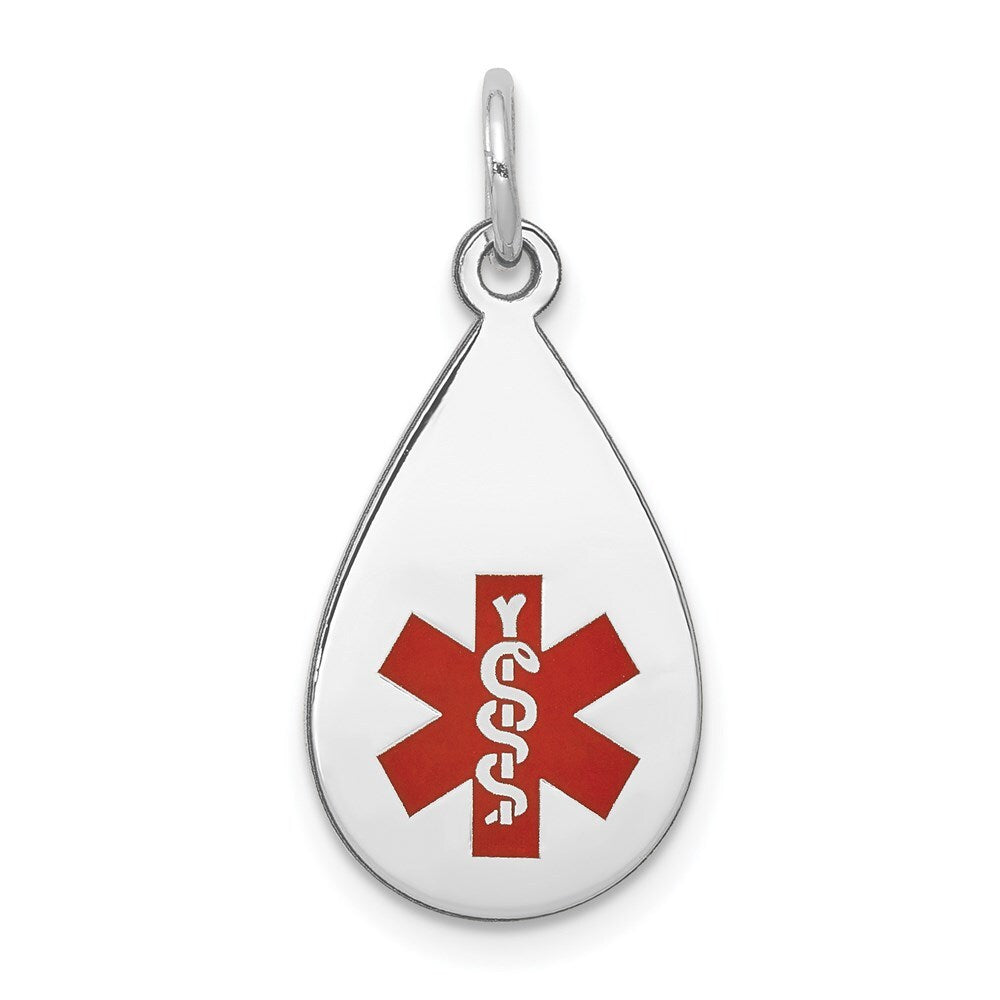 14k White Gold Red Enamel Medical Jewelry Pendant for Women