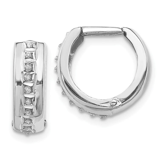 14k White Gold Diamond Fascination Round Huggy Hoop Earrings Gift for Women