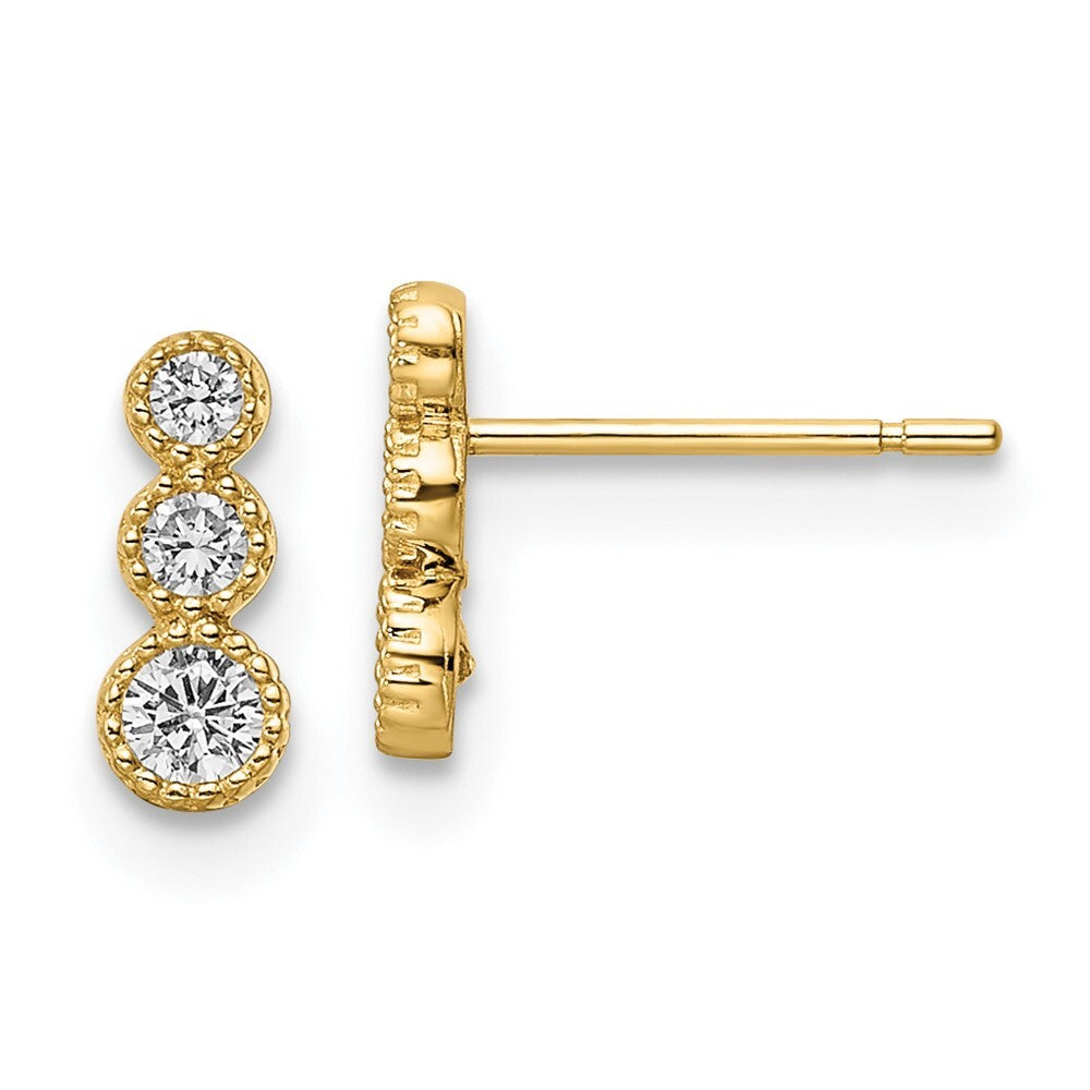 14k Yellow Gold Cubic Zirconia Stud Earrings Gift for Women