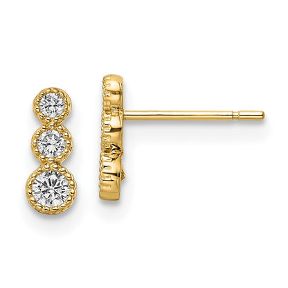 14k Yellow Gold Cubic Zirconia Stud Earrings Gift for Women