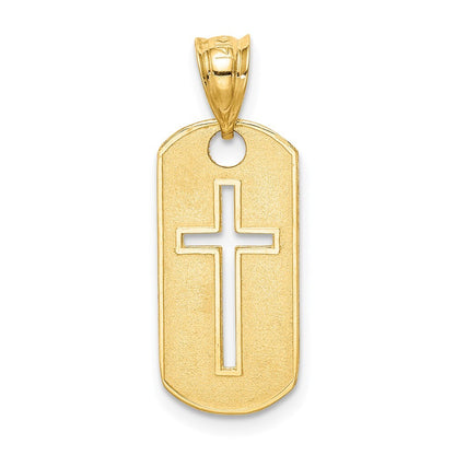 14k Yellow Gold Polished Cross Cut-out Pendant for Women