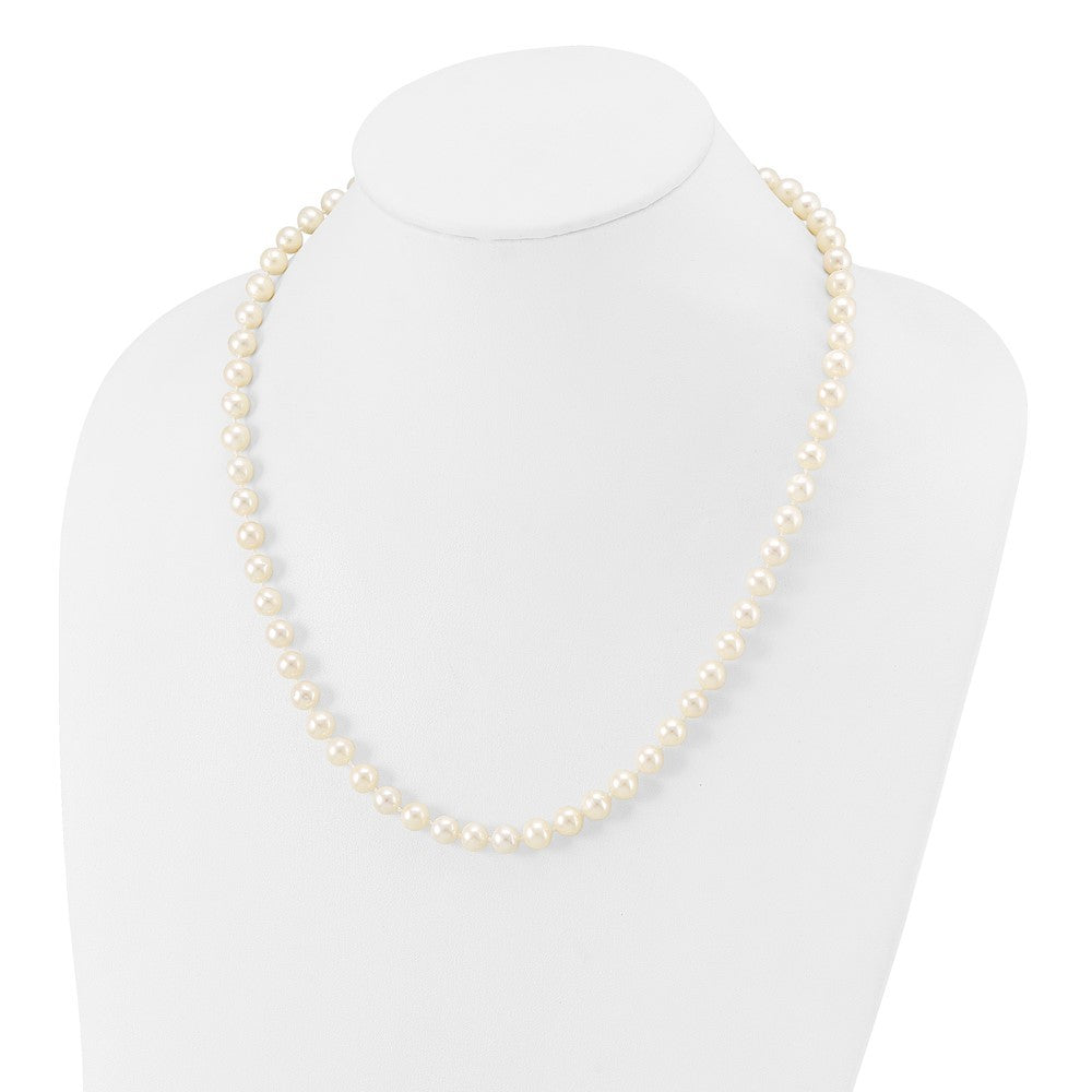 14k White Gold 7-8mm White Near Round Freshwater Cultured Pearl 20 inch Necklace