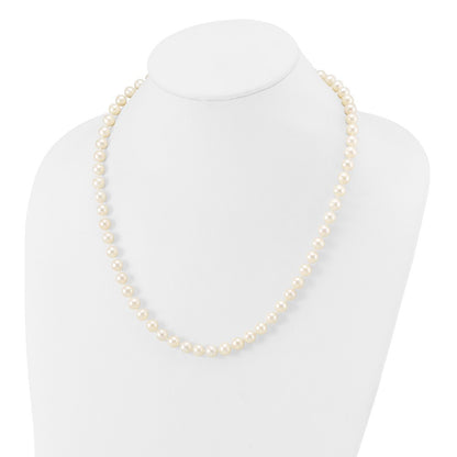 14k White Gold 7-8mm White Near Round Freshwater Cultured Pearl 20 inch Necklace