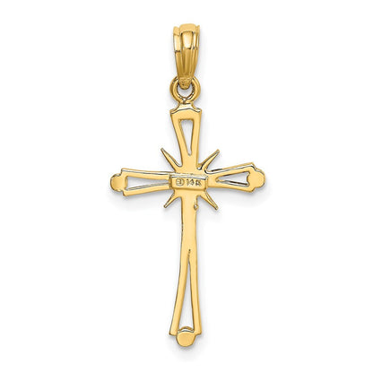 14k Yellow Gold Polished  X Center Cross Charm Pendant for Women