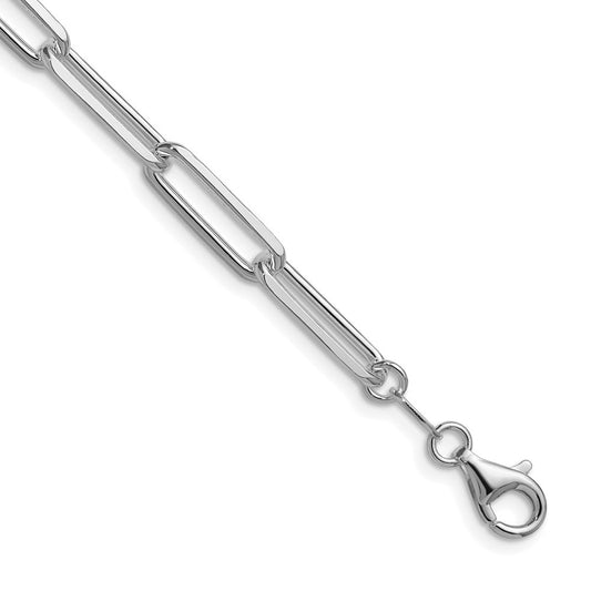 Sterling Silver Rhodium-plated 5.5mm Diamond-Cut Paperclip Chain Necklace