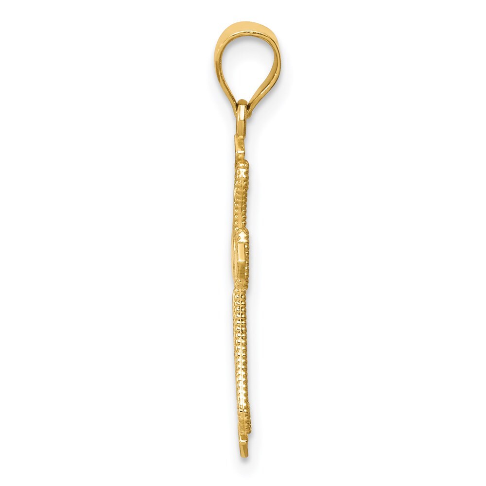14k Yellow Gold Mini Budded Cross Pendant for Women