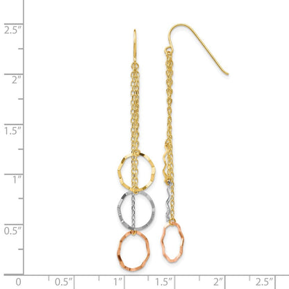 14K Tri-Color Faceted Circle Earrings