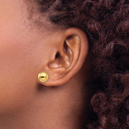 14k Yellow Gold Polished 9mm Ball Stud Earrings Gift for Women