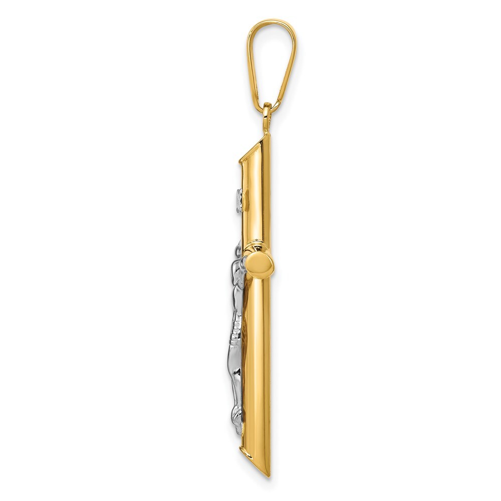 14k Two-tone Gold Hollow Crucifix Pendant for Women