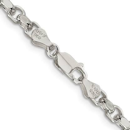 Sterling Silver 4mm Diamond-cut Rolo Chain Necklace