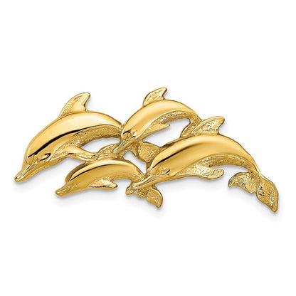 14k Yellow Gold Dolphins Slide Pendant for Women