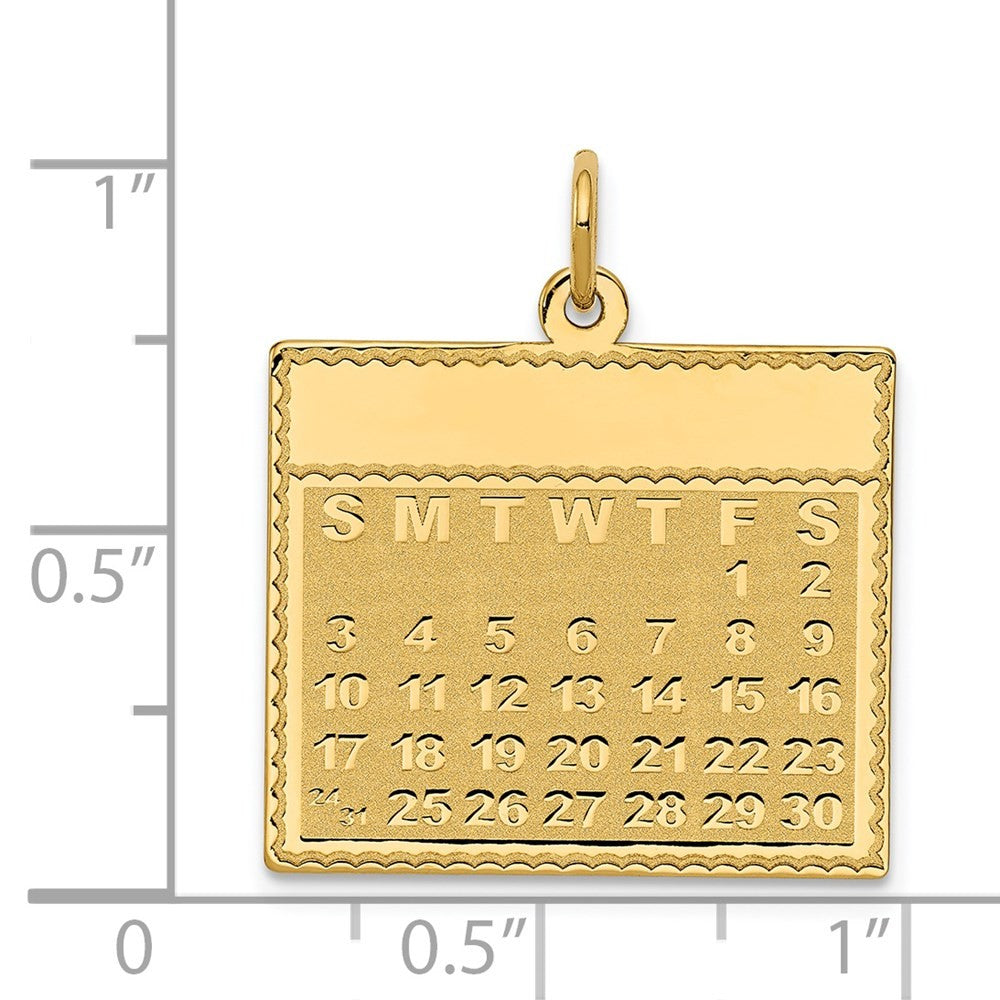 14k Yellow Gold Friday the First Day Calendar Pendant