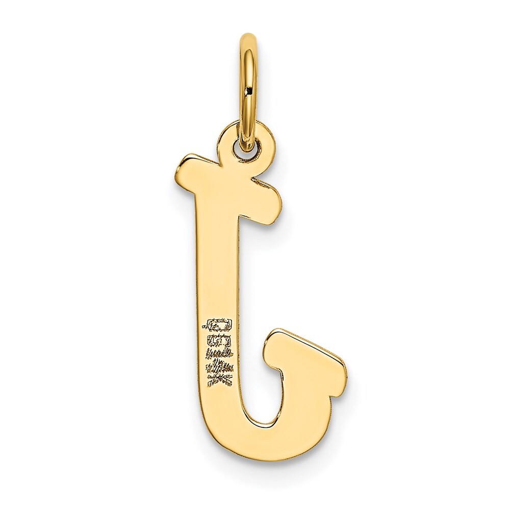 14k Yellow Gold Medium Script Letter J Initial Charm Pendant for Women