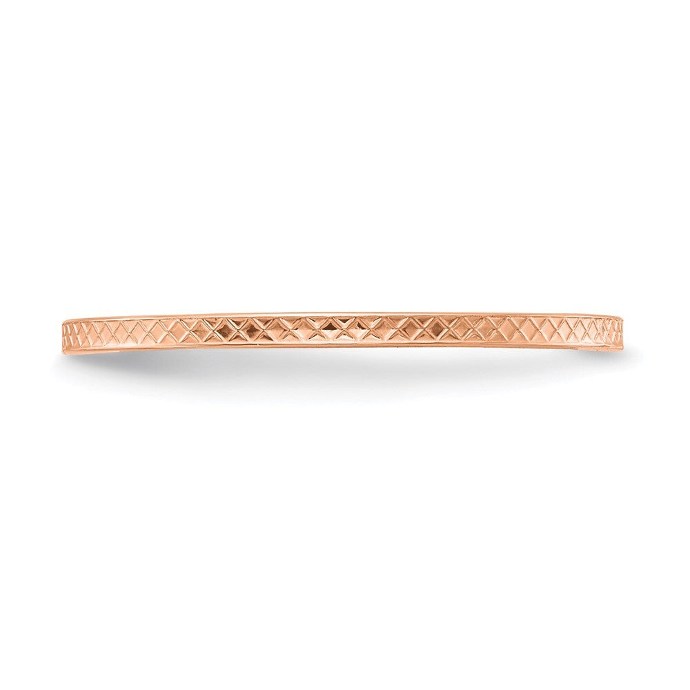 14K Rose Gold 1.2mm Criss-Cross Pattern Stackable Band Size 6
