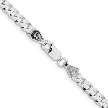 Sterling Silver Rhodium-plated 4.7mm Flat Curb Chain Necklace