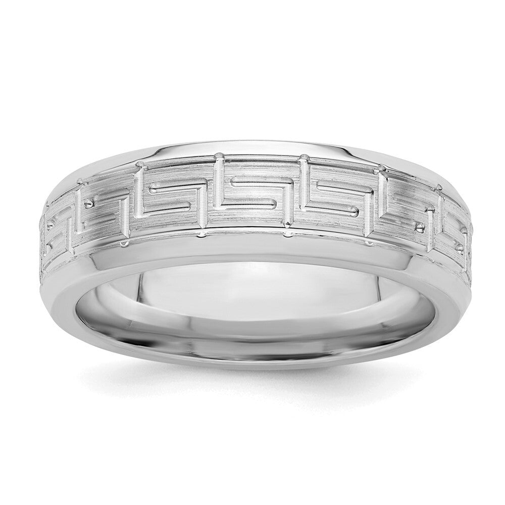 Sterling Silver Rhodium-plated 6mm Brushed Fancy Band Size 11