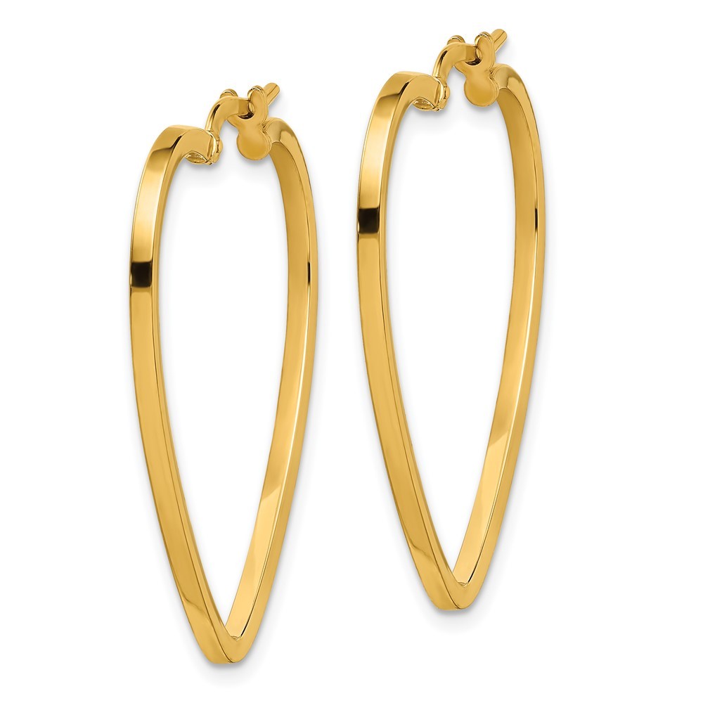 14k Yellow Gold Polished Heart Hoop Earrings