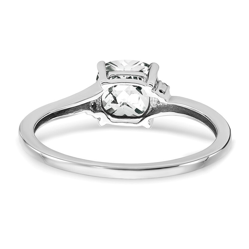 Sterling Silver Rhodium-plated White Topaz and Diamond Ring Size 6