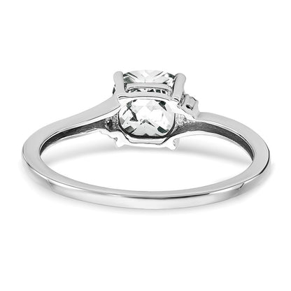 Sterling Silver Rhodium-plated White Topaz and Diamond Ring Size 6