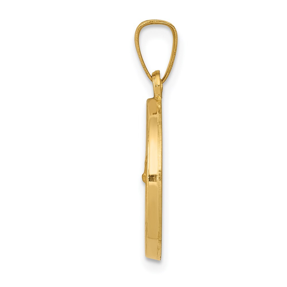 14k Yellow Gold Polished and Satin St Gerard Medal Hollow Pendant for Women