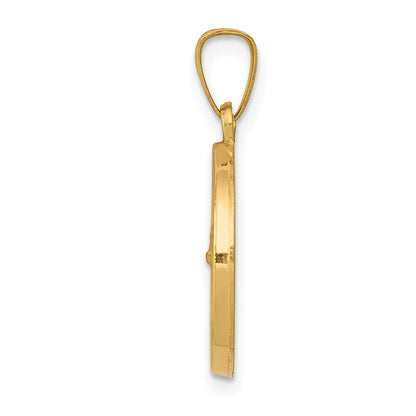 14k Yellow Gold Polished and Satin St Gerard Medal Hollow Pendant for Women