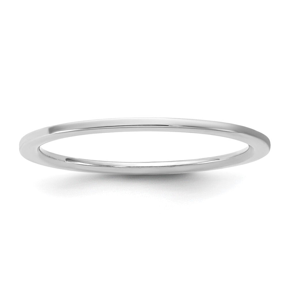 14k White Gold 1mm Standard Flat Comfort Fit Band Size 8
