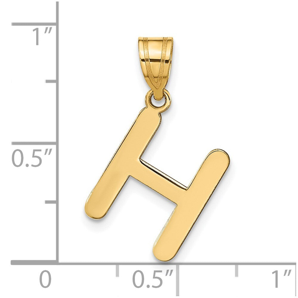 14k Yellow Gold Polished Bubble Letter H Initial Pendant for Women