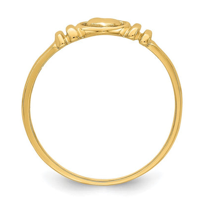 14K Yellow Gold Polished Heart Ring Size 7