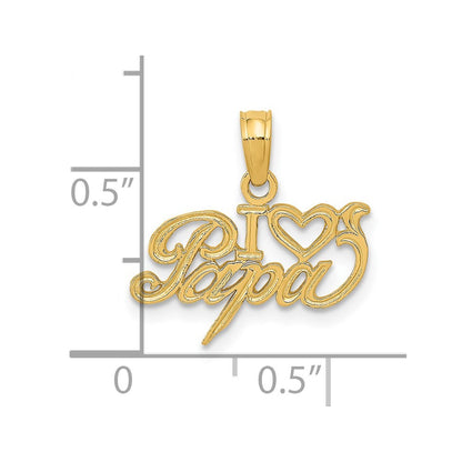 14k Yellow Gold I Heart PAPA Charm