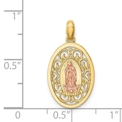 14k Two-tone Gold Our Lady of Guadalupe Pendant for Women