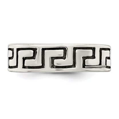 Sterling Silver Antiqued Greek Key Ring Size 9