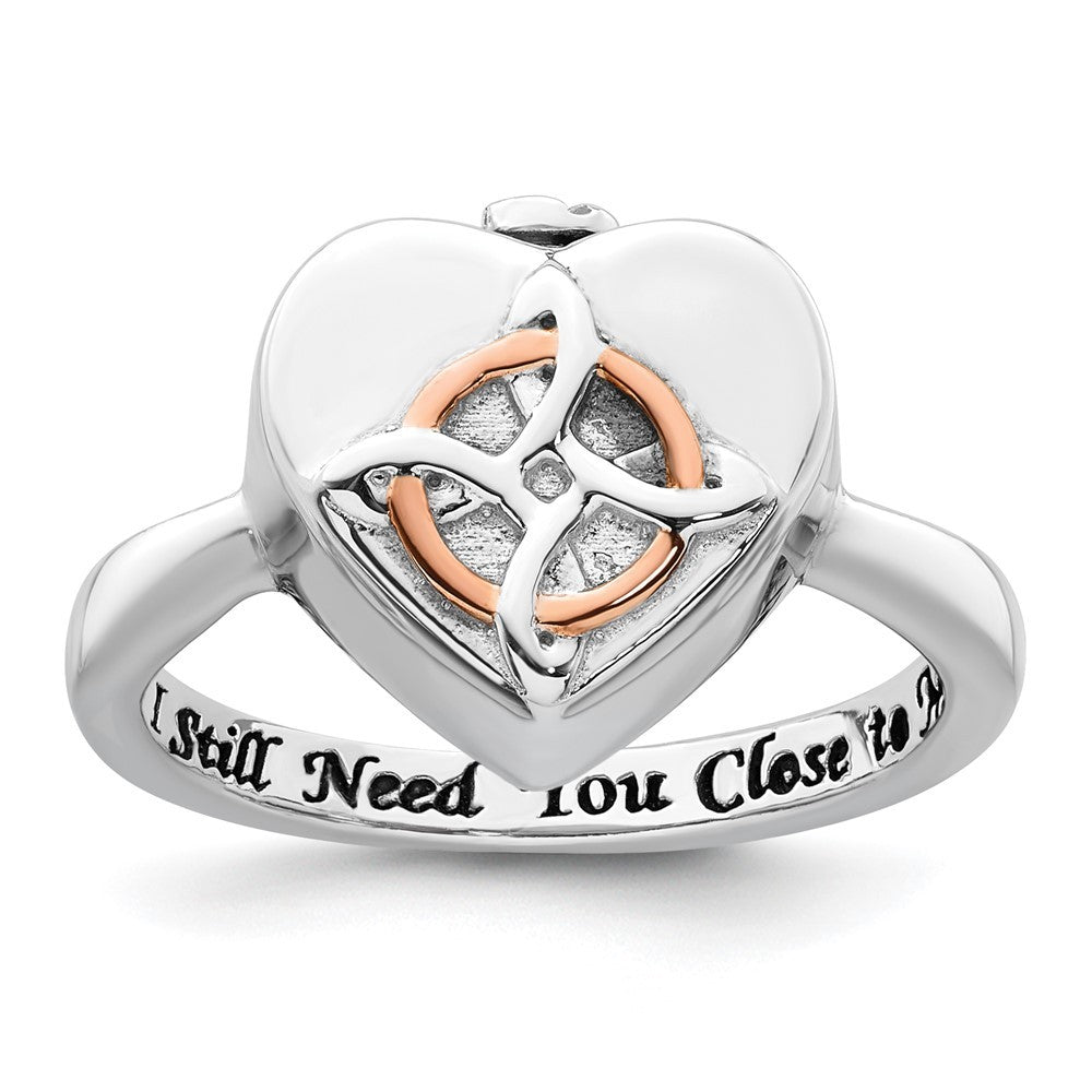 Sterling Silver Celtic Heart I STILL NEED YOU CLOSE TO ME Ash Holder Ring Sz 7