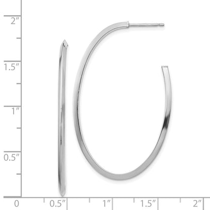 14k White Gold Polished Knife Edge Oval 2mm Dangle Earrings