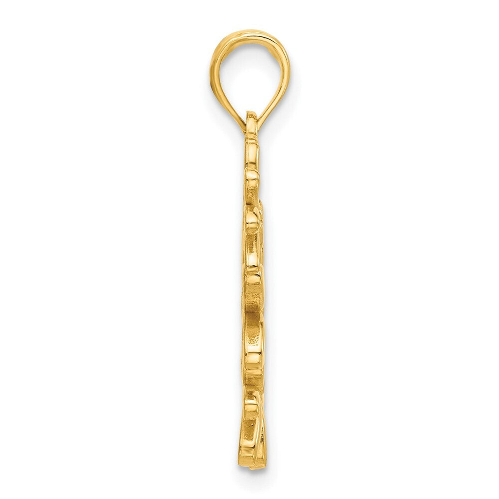14k Yellow Gold Polished Floral Pendant
