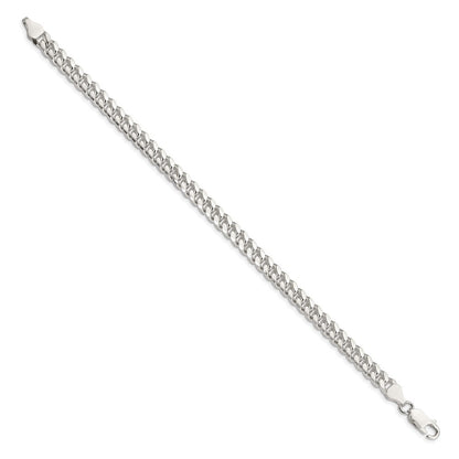 Sterling Silver 6mm Domed w/ Side Diamond-Cut Curb Chain Bracelet