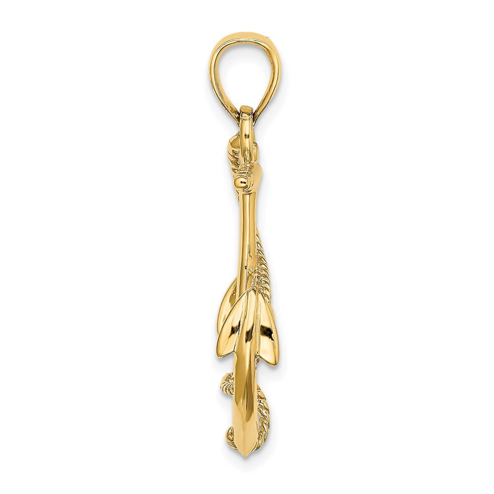14k Yellow Gold 3-D Polished and Textured Anchor Rope Charm