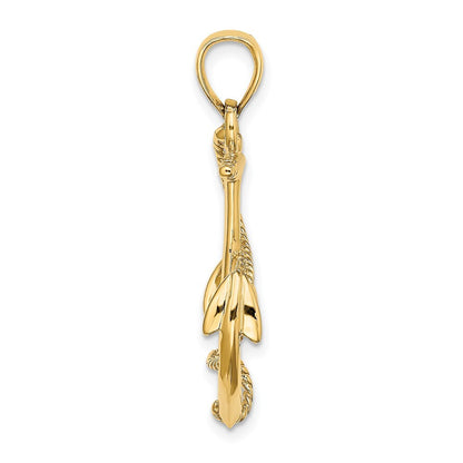14k Yellow Gold 3-D Polished and Textured Anchor Rope Charm