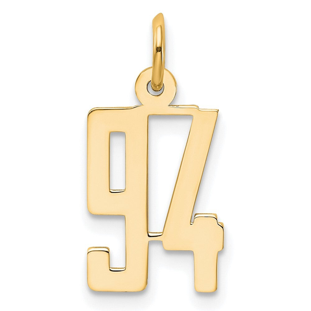 14k Yellow Gold Small Elongated Number 94 Charm Pendant for Women